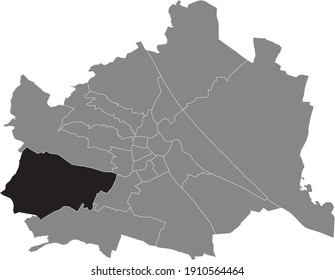 Black location map of Viennese Hietzing district inside gray map of Vienna, Austria