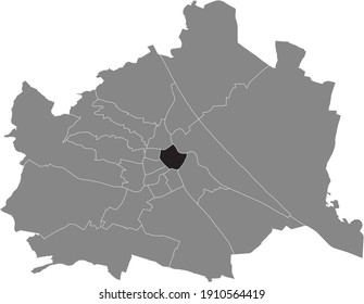 Black location map of Viennese Innere Stadt district inside gray map of Vienna, Austria