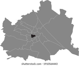 Black location map of Viennese Neubau district inside gray map of Vienna, Austria