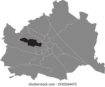 Black location map of Viennese Ottakring district inside gray map of Vienna, Austria
