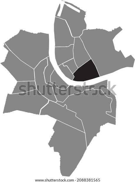 Black location map of the Wettstein District
inside gray urban districts map of the Swiss regional capital city
of Basel, Switzerland