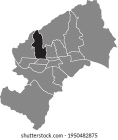Mapa de ubicación en negro del distrito Zagrabian Črnomerec dentro de la capital croata de Zagreb, Croacia