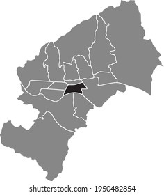 Black location map of the Zagrabian Trnje district inside the Croatian capital of Zagreb, Croatia