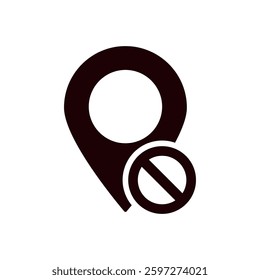 Black location pin icon with a circular hole in the center, ideal for navigation and map applications.