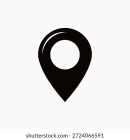 Ícone de Pino de Localização Preto para Ponteiro de Mapa e Navegação GPS. Símbolo de Marcador de Local Minimalista.