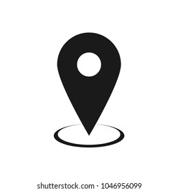 Black location pin icon, on the white background. Vector.