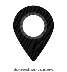 Black location pin isolated on white