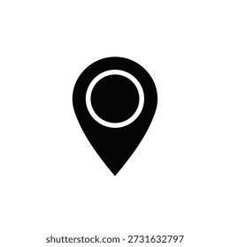 Ilustração vetorial de design plano de marcador de pino de localização preto isolado no fundo branco
