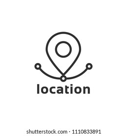 black location pin thin line icon. concept of geotag or geoloc search marker like find right place or route. flat modern linear geopin ui target logotype graphic outline art design isolated on white