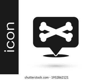 Black Location pirate icon isolated on white background.  Vector