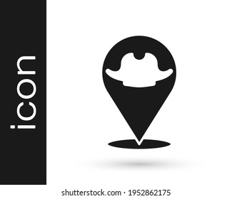 Black Location pirate icon isolated on white background.  Vector