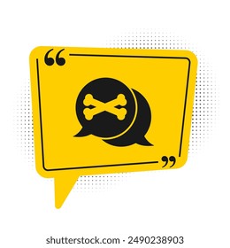 Black Location pirate icon isolated on white background. Yellow speech bubble symbol. Vector