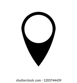 Black Location Pointer Pin or You Are Here Marker Sign Icon. Vector Image.