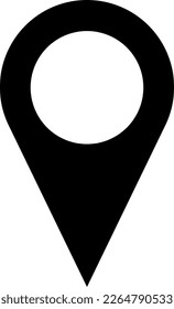 Black Location Pointer Pin or You Are Here Marker Sign Icon. Vector Image.