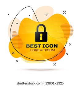 Black Lock icon isolated on white background. Closed padlock sign. Cyber security concept. Digital data protection. Safety safety. Fluid color banner. Vector Illustration