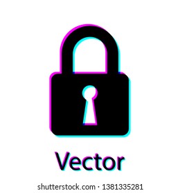 Black Lock icon isolated on white background. Closed padlock sign. Cyber security concept. Digital data protection. Safety safety. Vector Illustration