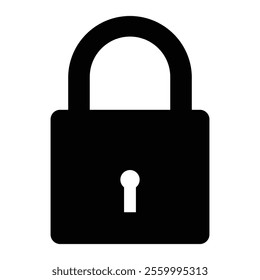 Black Lock icon isolated on white background. Closed padlock glyph sign. Cyber security concept. Digital data protection. Safety silhouette Padlock with keyhole. EPS vector illustration