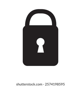 Black lock icon isolated on white background. Protection icon vector