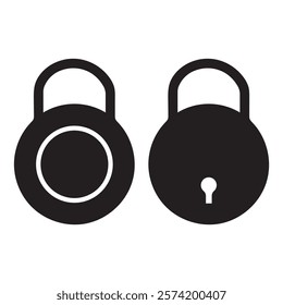 Black lock icon isolated on white background. Protection icon vector
