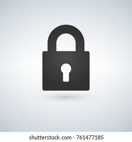 Black lock icon isolated on light background