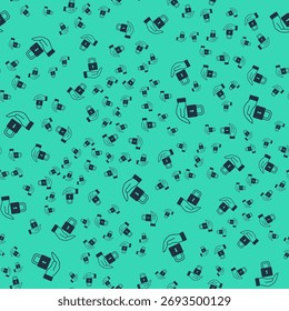 Black Lock icon isolated seamless pattern on green background. Padlock sign. Security, safety, protection, privacy concept.  Vector