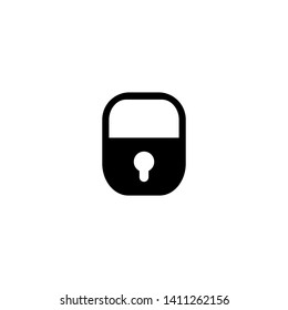 Black lock with key hole icon. Padlock symbol isolated on white. Flat vector illustration. safety button. Pass word. Case. 