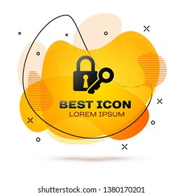 Black Lock and key icon isolated on white background. Padlock sign. Security, safety, protection, privacy concept. Fluid color banner. Vector Illustration