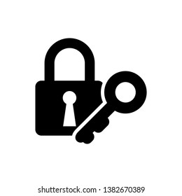 Black Lock and key icon isolated. Padlock sign. Security, safety, protection, privacy concept. Vector Illustration