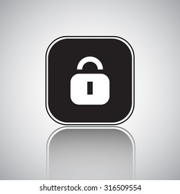 Black Lock Vector Icon With Reflection
