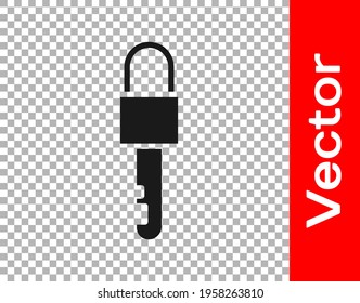 Black Locked key Symbol einzeln auf transparentem Hintergrund.  Vektorgrafik