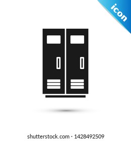 Black Locker or changing room for football, basketball team or workers icon isolated on white background.  Vector Illustration