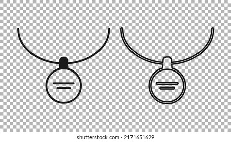 Black Locket on necklace icon isolated on transparent background.  Vector