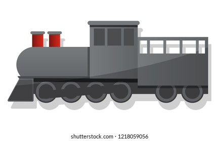 Black locomotive icon. Cartoon of black locomotive vector icon for web design isolated on white background