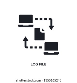 black log file isolated vector icon. simple element illustration from big data concept vector icons. log file editable black logo symbol design on white background. can be use for web and mobile