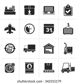 Black Logistic and Shipping icons - vector icon set