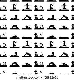 Black logo as-ana yoga people and black fonts pattern white background