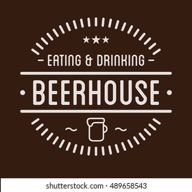 Black logo. Beer house label template. Graphic design element for business: cafe, bar, pub. Vector Illustration isolated on white background.