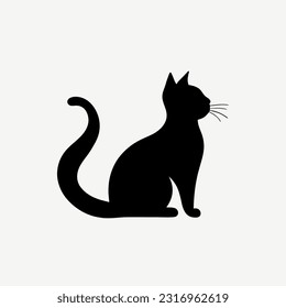 Black logo of cat. Cat vector illustration. Cute cartoon cat.