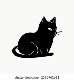 Schwarzes Logo der Katze. Katze, Vektorgrafik. Cute Cartoon Katze.