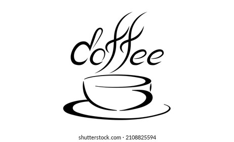 Black logo coffee cup isolated on white background