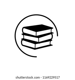 Black logo consisting of three books