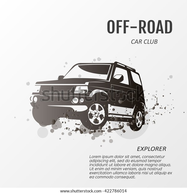Black logo of crossover car for extreme\
sports design. Jeep car icon. Suv car logo. Logo of off-road car.\
Vector illustration.