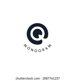 Logotipo negro con silueta cortada de la letra Q, monograma redondo para negocios y marca. Logotipo vectorial moderno, botón circular estilo de espacio negativo