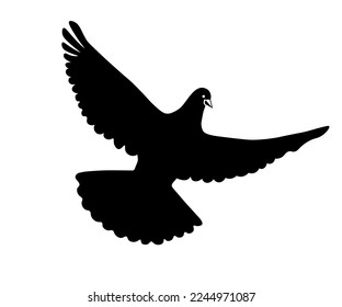 black logo of a flying dove, a symbol of peace