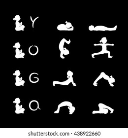 Black logo girl doing yoga asana people and black fonts white background