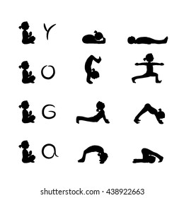 Black logo girl doing yoga asana people and black fonts white background