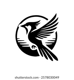 Black logo jay bird with circle icon vector illustration design on white background.