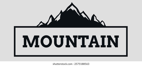 Black logo with mountains and space for text. Vector on a gray background