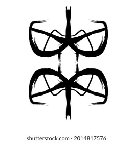 A black logo on a white background