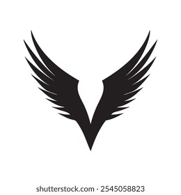 a black logo on a white background of sharp angel wings in the shape of a V


